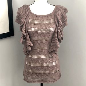 Anthropologie Boho Sweater with Flutter Sleeves